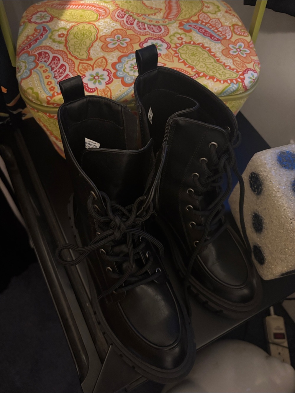 American Eagle Outfitters Black Lace-Up Combat Boots with Lug Sole
Wore once